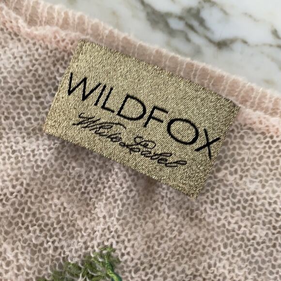 WILDFOX Womens Pink Knit Prairie Rose Distressed Lennon Tunic Sweater Size XS - Picture 7 of 7